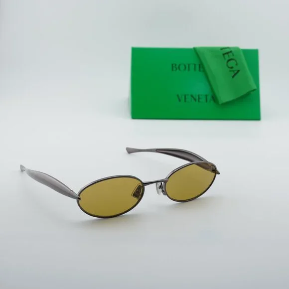 Bottega Veneta BV1386S 002 Sunglasses Dark Ruthenium Oval Frame, Yellow Lenses Bottega Veneta BV1386S 002 Sunglasses - US main image 2
